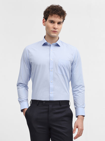 Sky Blue Solid Slim Fit Formal Shirt | Greenfibre