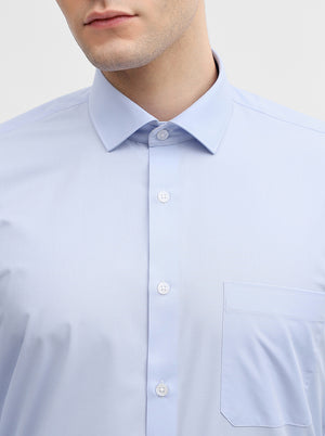 Sky Blue Solid Slim Fit Formal Shirt | Greenfibre