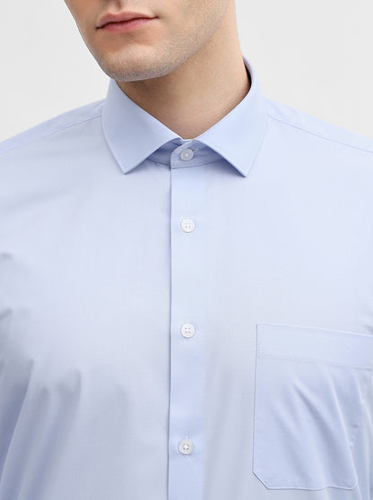 Sky Blue Solid Slim Fit Formal Shirt | Greenfibre