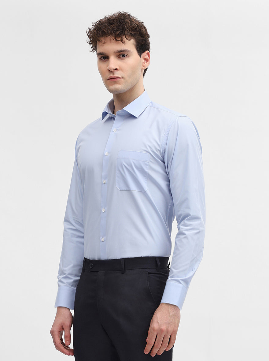 Sky Blue Solid Slim Fit Formal Shirt | Greenfibre
