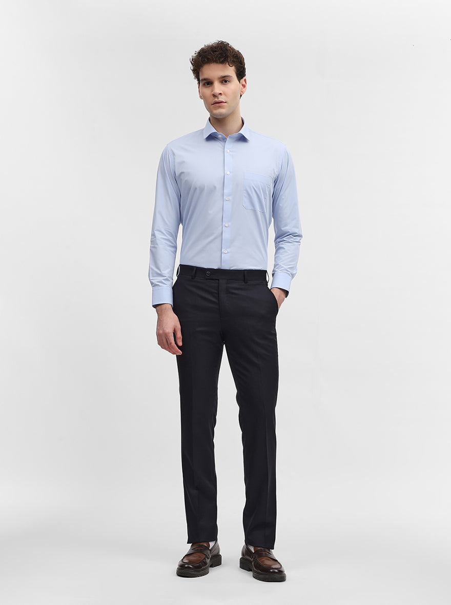 Sky Blue Solid Slim Fit Formal Shirt | Greenfibre