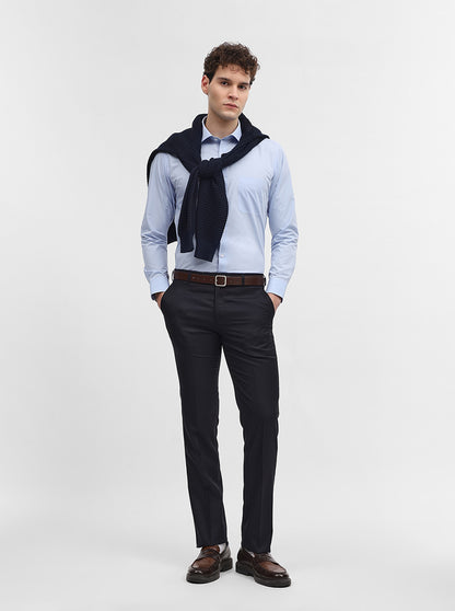 Sky Blue Solid Slim Fit Formal Shirt | Greenfibre