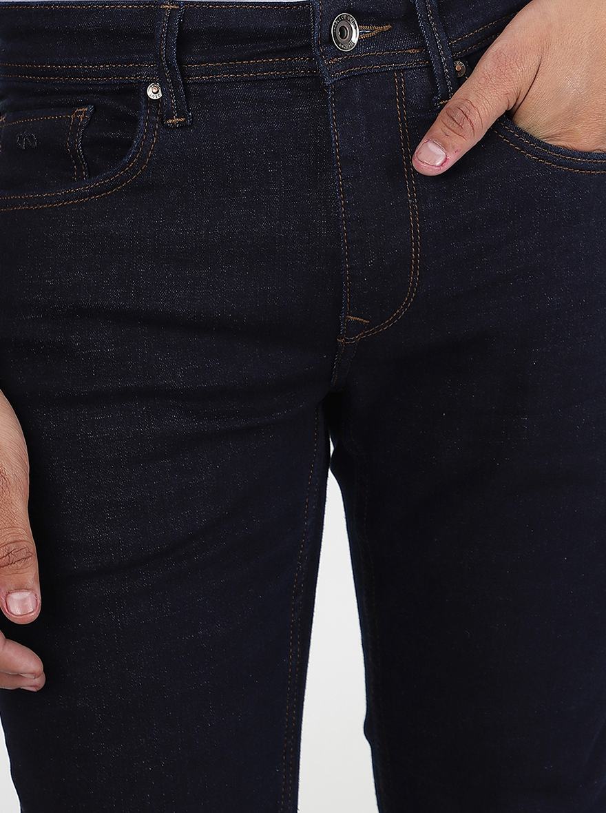 Navy Blue Washed Slim Fit Jeans | JadeBlue