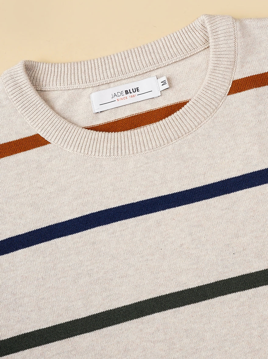 Off White Solid Slim Fit Winter T-Shirt | JadeBlue