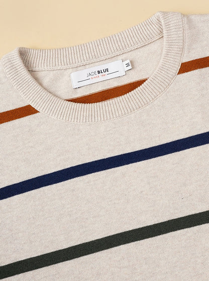 Off White Solid Slim Fit Winter T-Shirt | JadeBlue