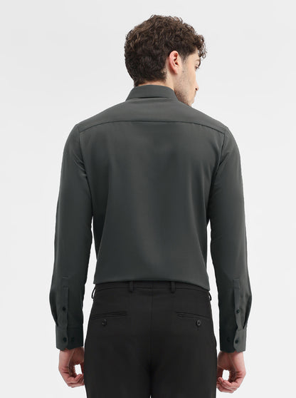 Grey Solid Slim Fit Party Wear Shirt | Wyre