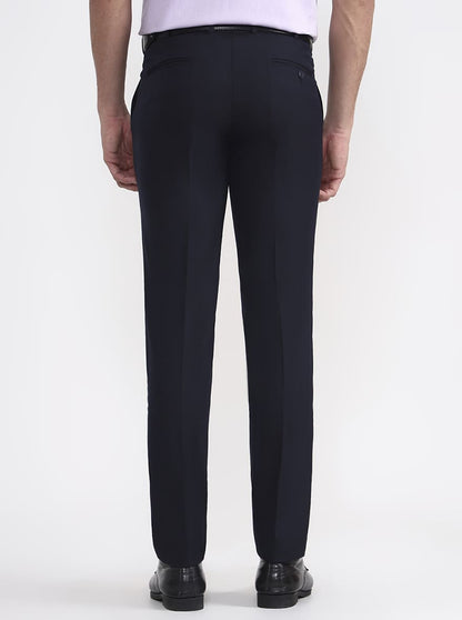 Blue Printed Slim Fit Formal Trouser | JadeBlue Super Luxe