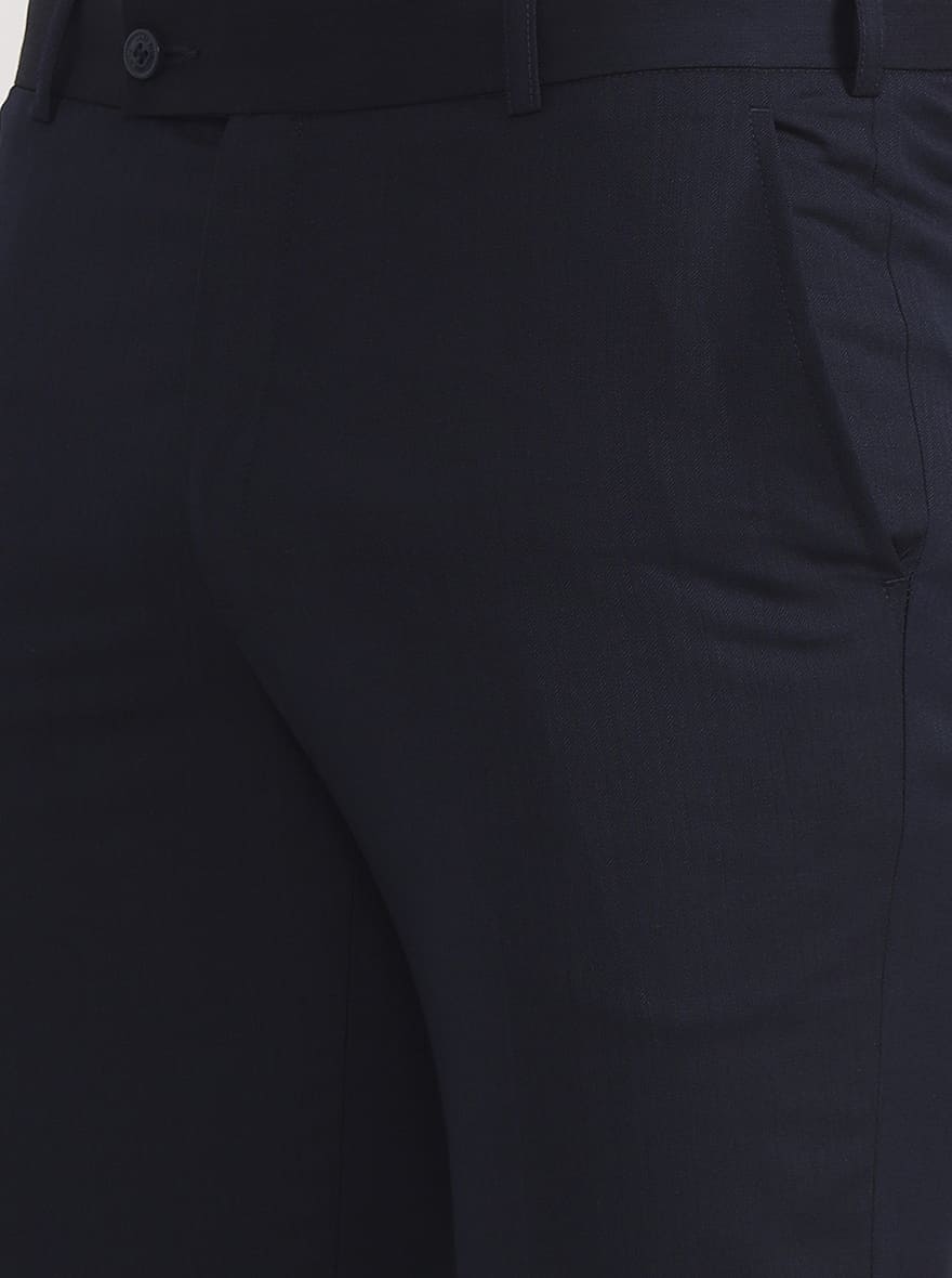 Blue Printed Slim Fit Formal Trouser | JadeBlue Super Luxe