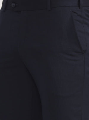 Blue Printed Slim Fit Formal Trouser | JadeBlue Super Luxe