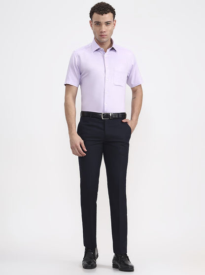 Blue Printed Slim Fit Formal Trouser | JadeBlue Super Luxe