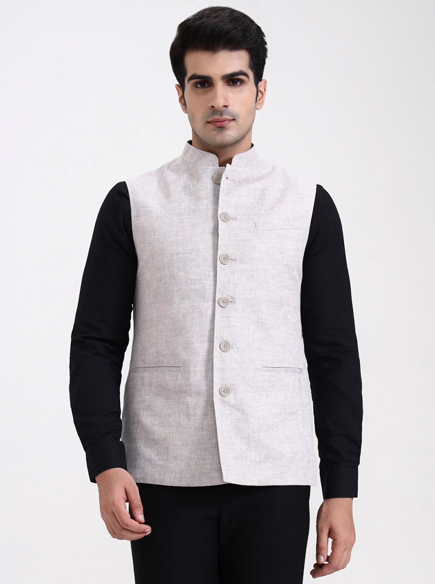 Grey Solid Regular Fit Modi Jacket | JadeBlue
