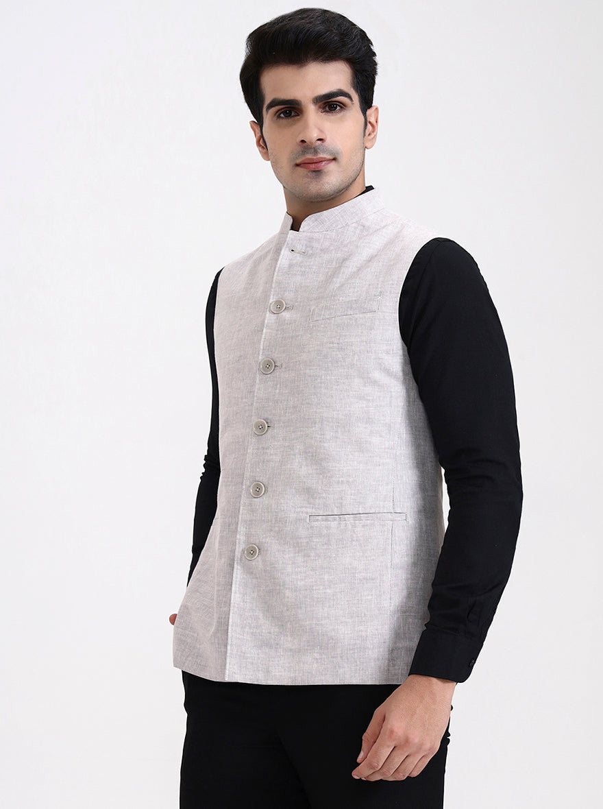 Grey Solid Regular Fit Modi Jacket | JadeBlue
