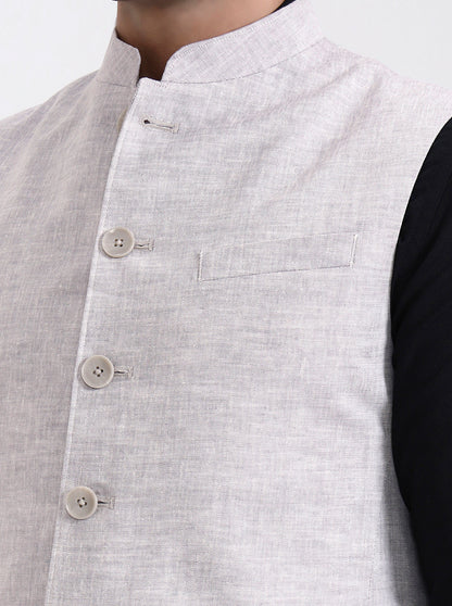 Grey Solid Regular Fit Modi Jacket | JadeBlue