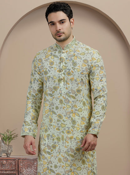 Tint Green Printed Kurta Pajama | Virasana