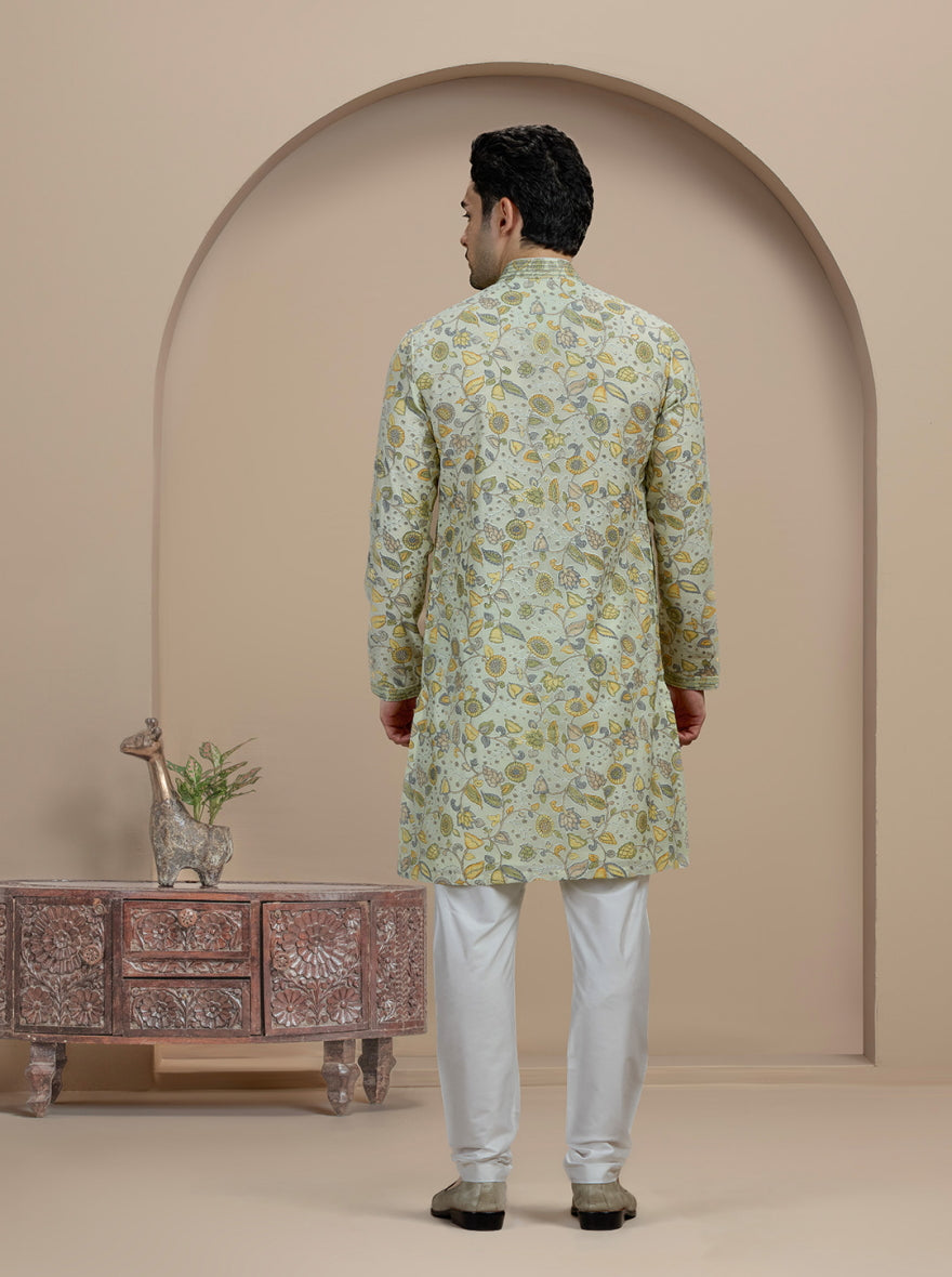 Tint Green Printed Kurta Pajama | Virasana