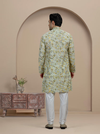 Tint Green Printed Kurta Pajama | Virasana
