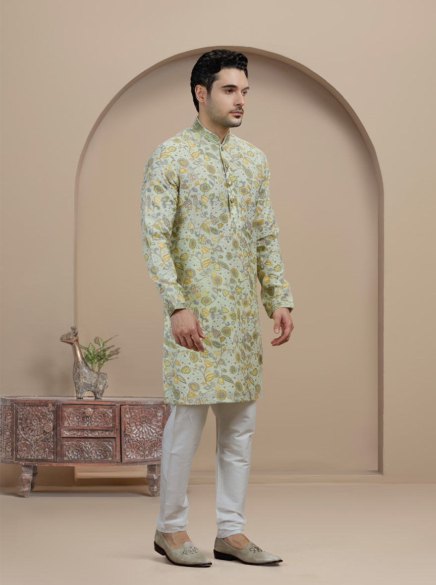 Tint Green Printed Kurta Pajama | Virasana