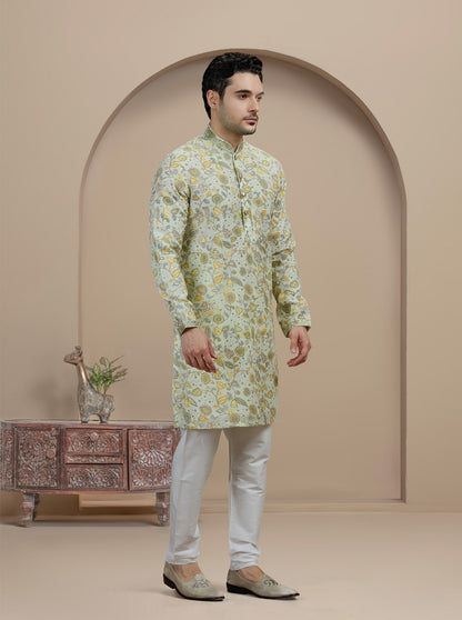 Tint Green Printed Kurta Pajama | Virasana