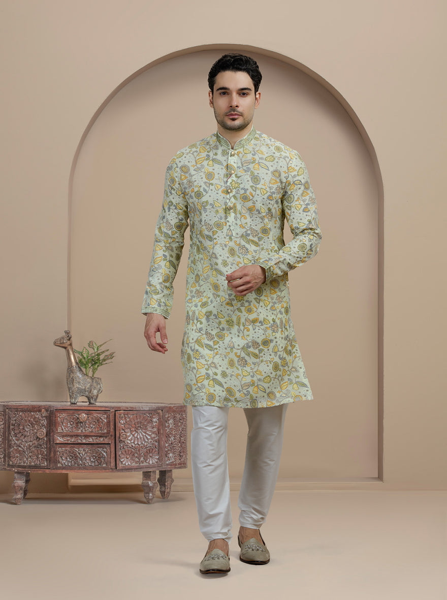 Tint Green Printed Kurta Pajama | Virasana