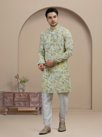 Tint Green Printed Kurta Pajama | Virasana