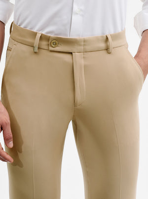 Fawn Solid Slim Fit Formal Trouser | Wyre
