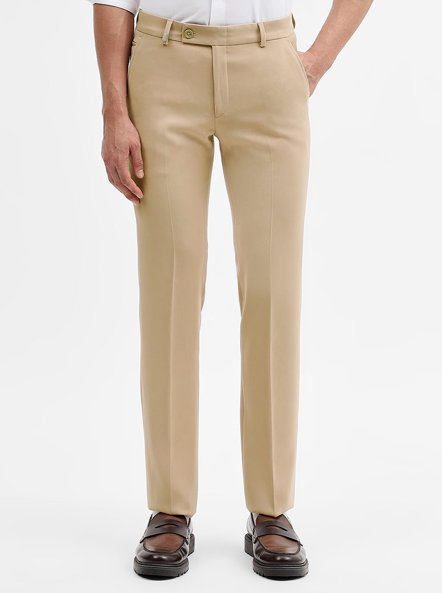 Fawn Solid Slim Fit Formal Trouser | Wyre