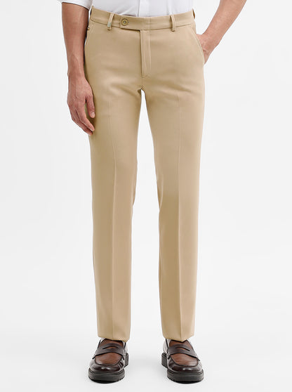 Fawn Solid Slim Fit Formal Trouser | Wyre