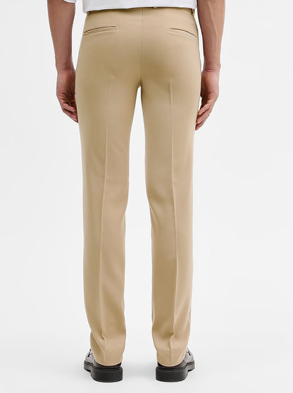 Fawn Solid Slim Fit Formal Trouser | Wyre