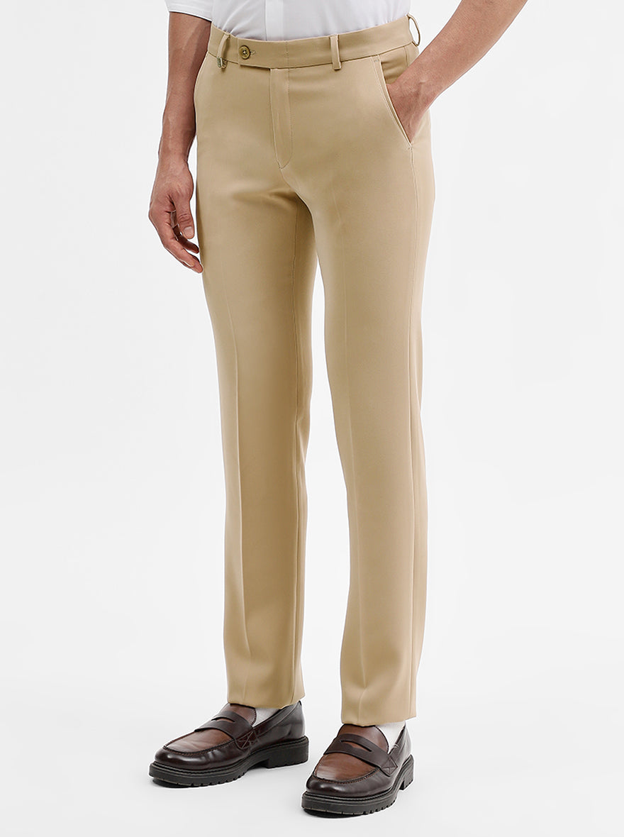 Fawn Solid Slim Fit Formal Trouser | Wyre