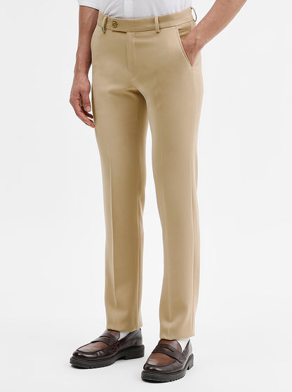 Fawn Solid Slim Fit Formal Trouser | Wyre