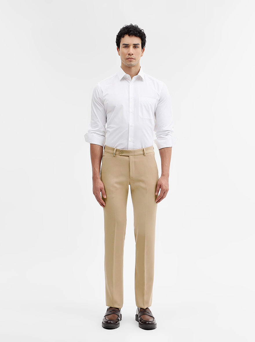 Fawn Solid Slim Fit Formal Trouser | Wyre