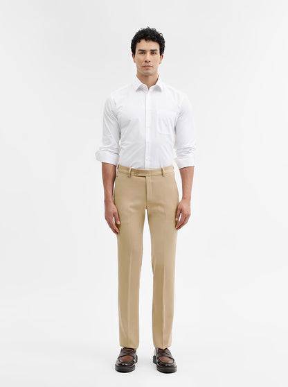 Fawn Solid Slim Fit Formal Trouser | Wyre