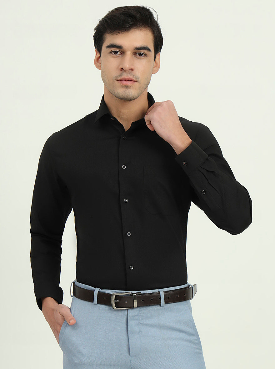 Black Solid Slim Fit Party Wear Shirt | Greenfibre