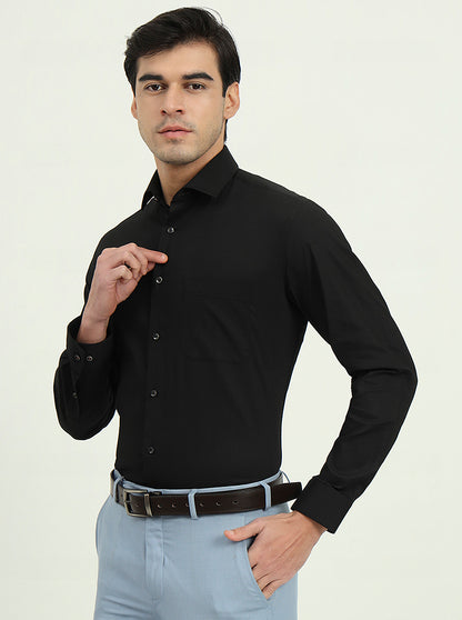 Black Solid Slim Fit Party Wear Shirt | Greenfibre