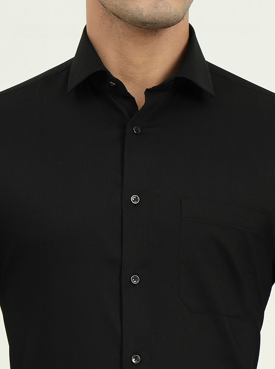Black Solid Slim Fit Party Wear Shirt | Greenfire