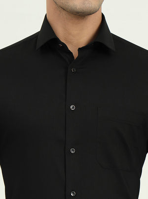 Black Solid Slim Fit Party Wear Shirt | Greenfibre