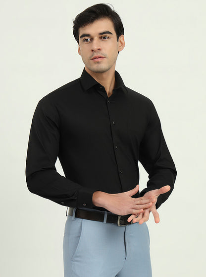 Black Solid Slim Fit Party Wear Shirt | Greenfibre