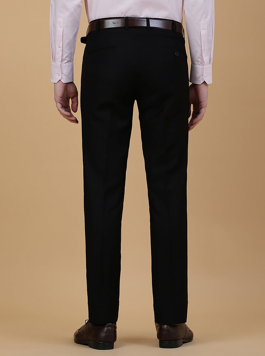 Black Solid Slim Fit Formal Trouser | Metal