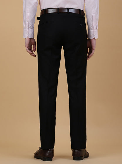 Black Solid Slim Fit Formal Trouser | Metal