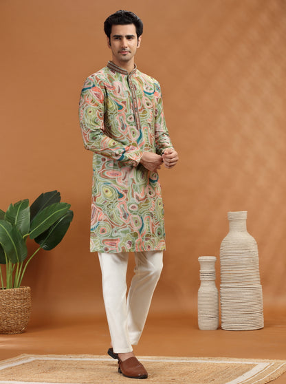 Green Printed Kurta Pajama | TULA