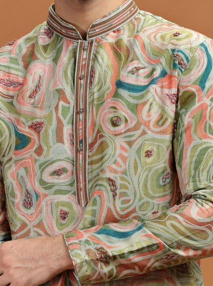 Green Printed Kurta Pajama | TULA