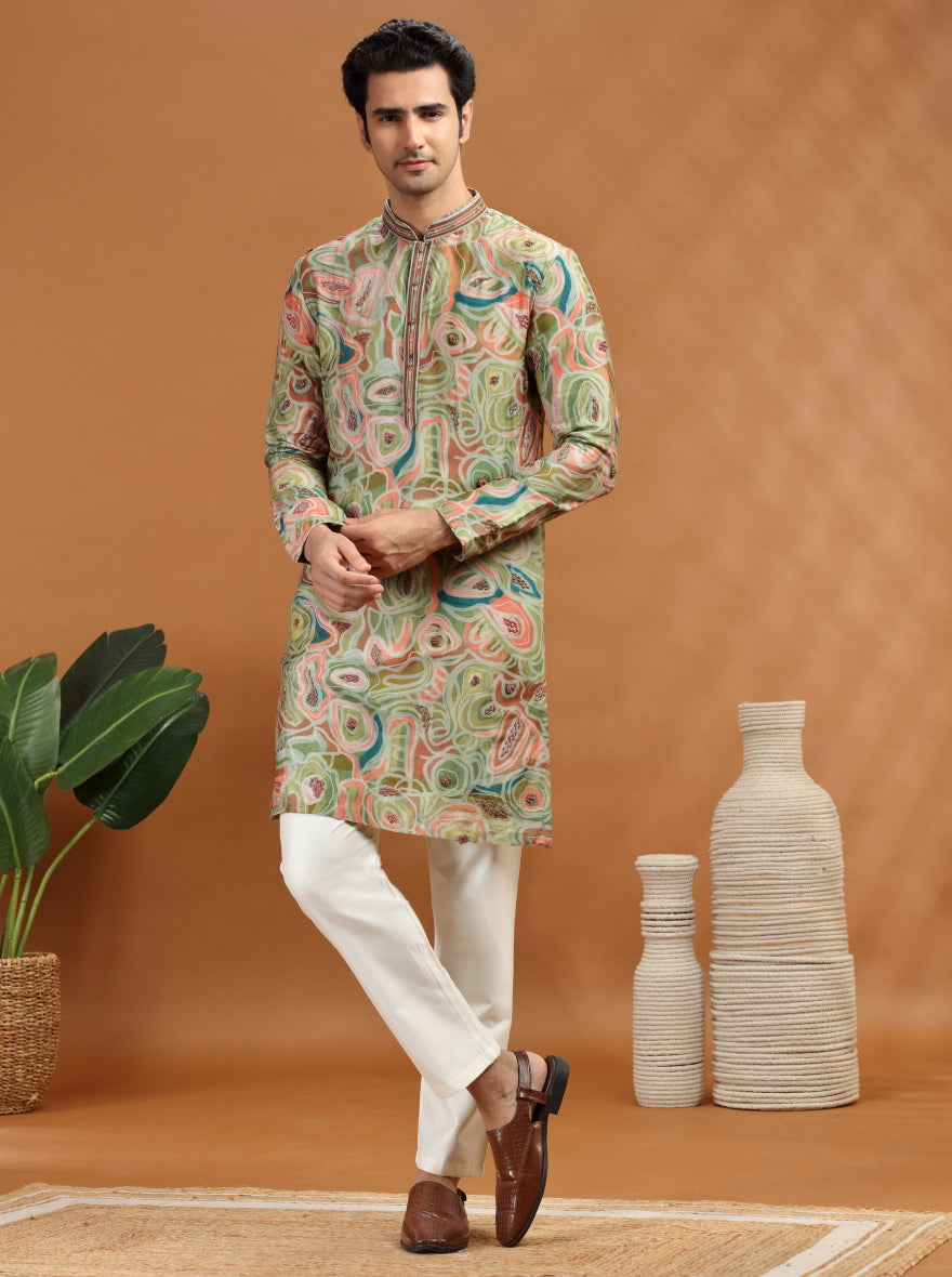 Green Printed Kurta Pajama | TULA