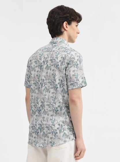 Green Printed Slim Fit Casual Shirt | JadeBlue