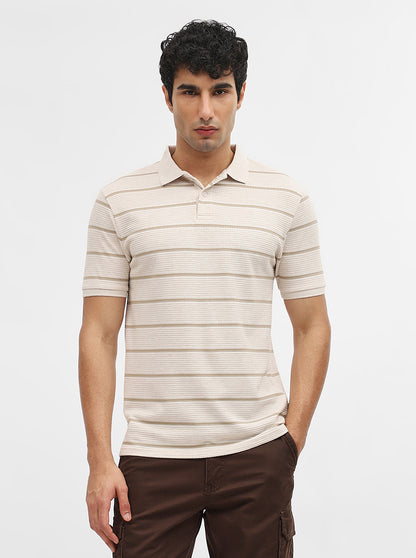 Fawn Jacquard Slim Fit Polo T-Shirt | Greenfibre