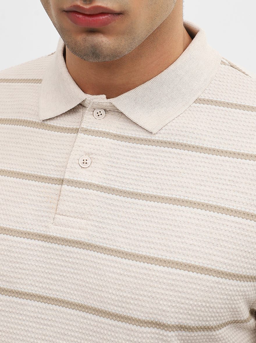 Fawn Jacquard Slim Fit Polo T-Shirt | Greenfibre