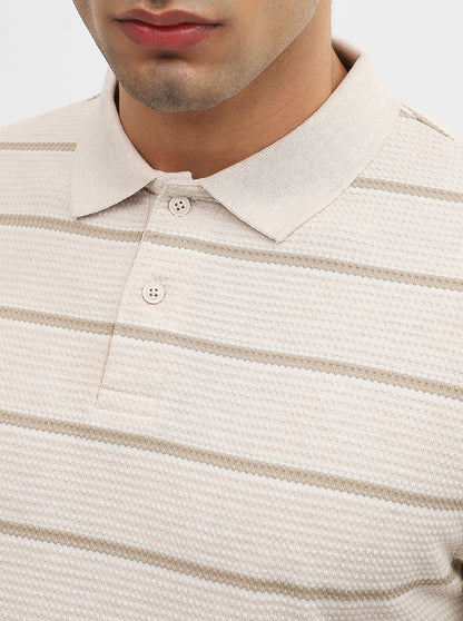 Fawn Jacquard Slim Fit Polo T-Shirt | Greenfibre