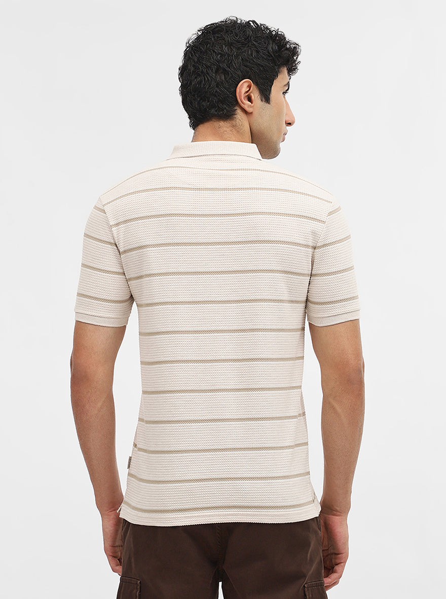 Fawn Jacquard Slim Fit Polo T-Shirt | Greenfibre