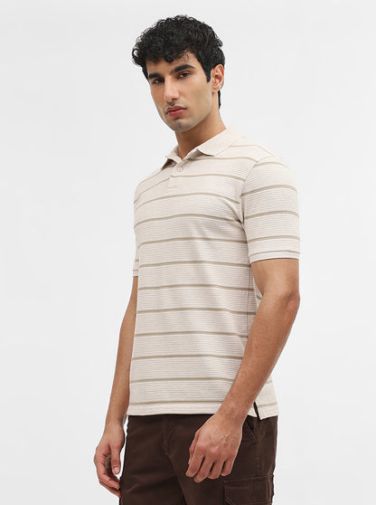 Fawn Jacquard Slim Fit Polo T-Shirt | Greenfibre