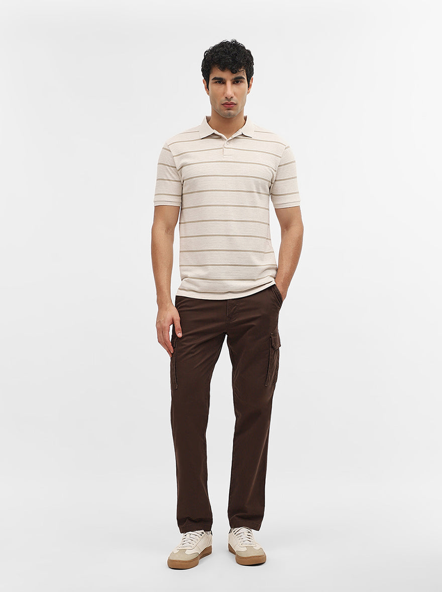Fawn Jacquard Slim Fit Polo T-Shirt | Greenfibre