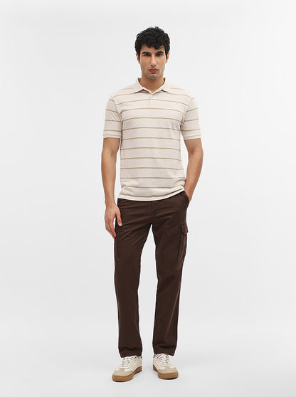Fawn Jacquard Slim Fit Polo T-Shirt | Greenfibre